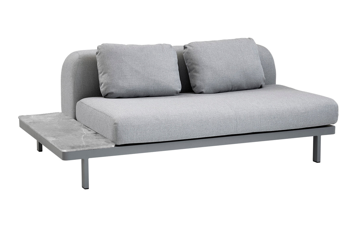 Space 2-Seater Module Sofa by Cane-Line - Light Grey Back Cushion+Grey Fossil Ceramic Side Plate.