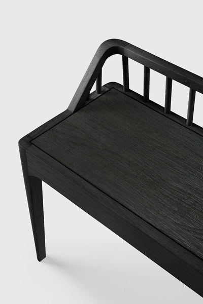 Spindle Bench by Ethnicaft, showing closeup view of spindle bench in studio shot.