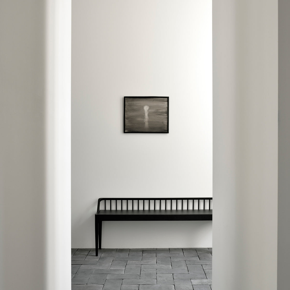Spindle Bench by Ethnicaft, showing spindle bench in live shot.