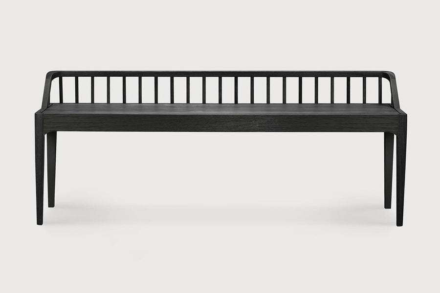 Spindle Bench by Ethnicaft, showing front view of spindle bench in studio shot.