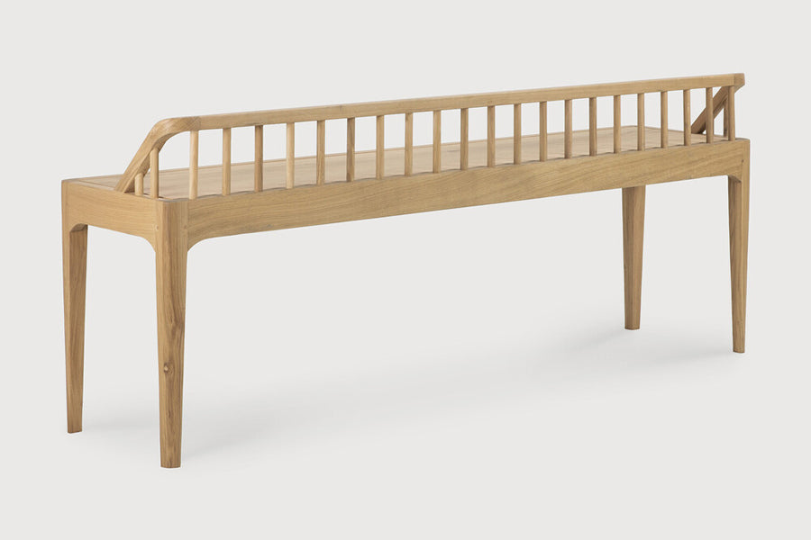 Spindle Bench by Ethnicaft, showing back view of spindle bench in studio shot.