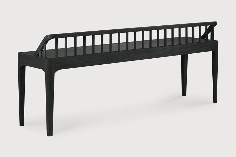 Spindle Bench by Ethnicaft, showing back view of spindle bench in studio shot.