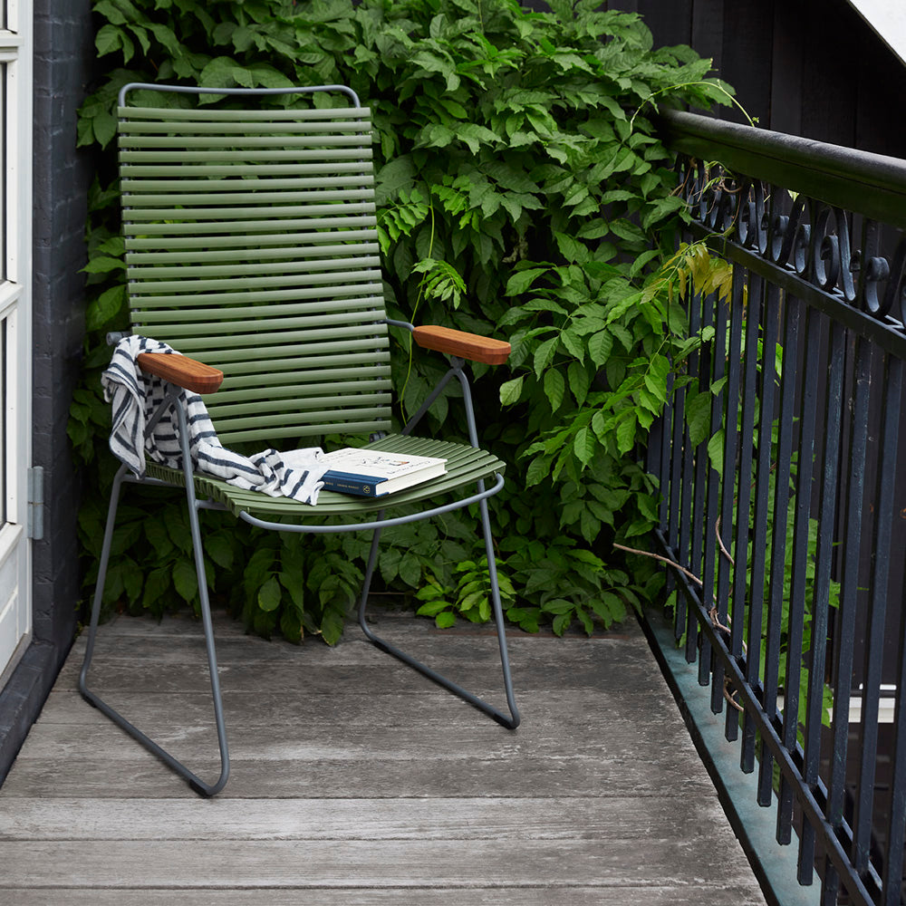 Click Position Chair with Bamboo Armrests by Houe, showing click position chair with bamboo armrests in live shot.