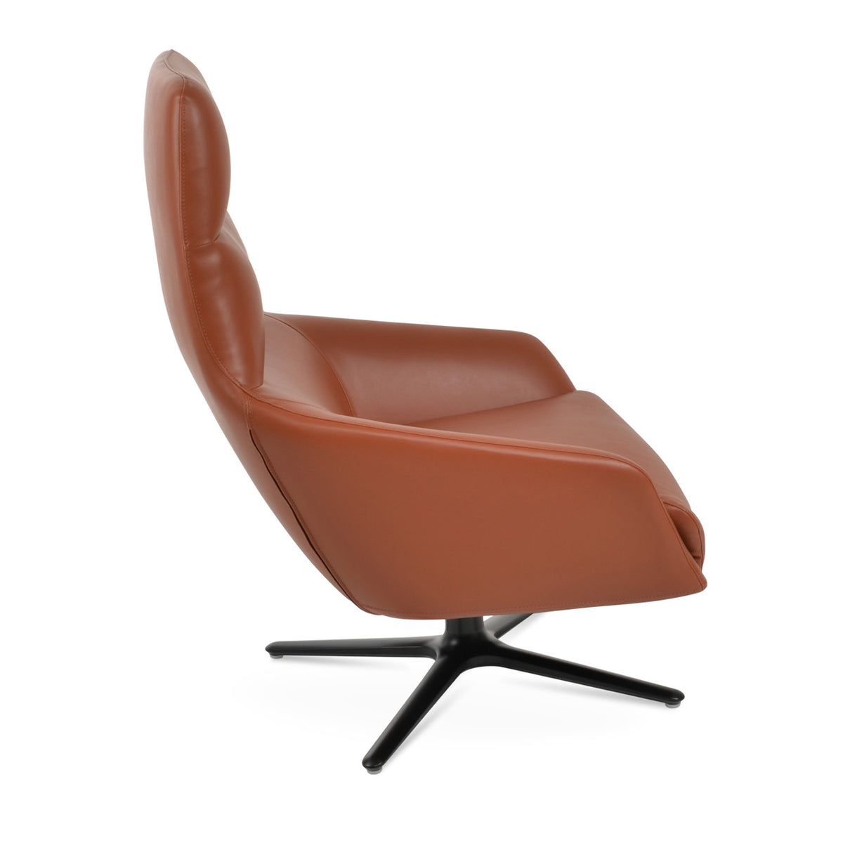 Barcelona Oval Base Armchair by SohoConcept, showing side view of barcelona oval base armchair.