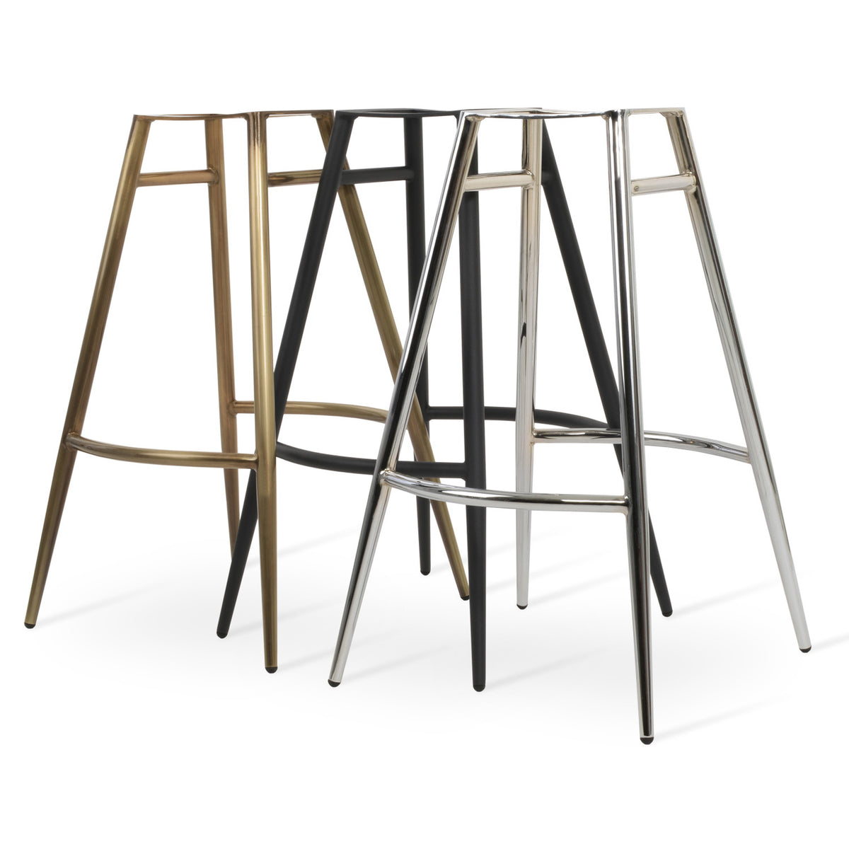 Pera Galata Counter Stool by SohoConcept, showing brass/chrome/black base view of pera galata counter stool.
