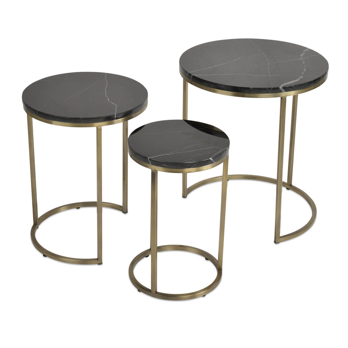 Alexy Marble Nesting End Tables by SohoConcept, showing front view of alexy marble nesting end tables.