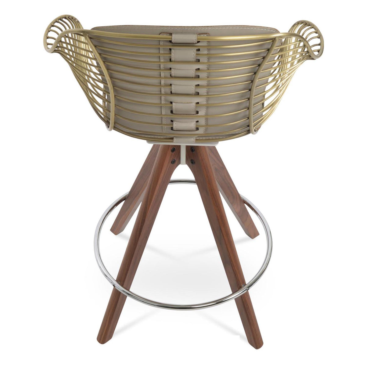 Zebra Pyramid Swivel Stool by SohoConcept, showing back view of zebra pyramid swivel stool.