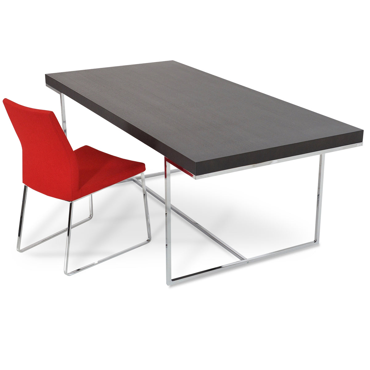 Madrid Dining Table by SohoConcept, showing madrid dining table with chair.