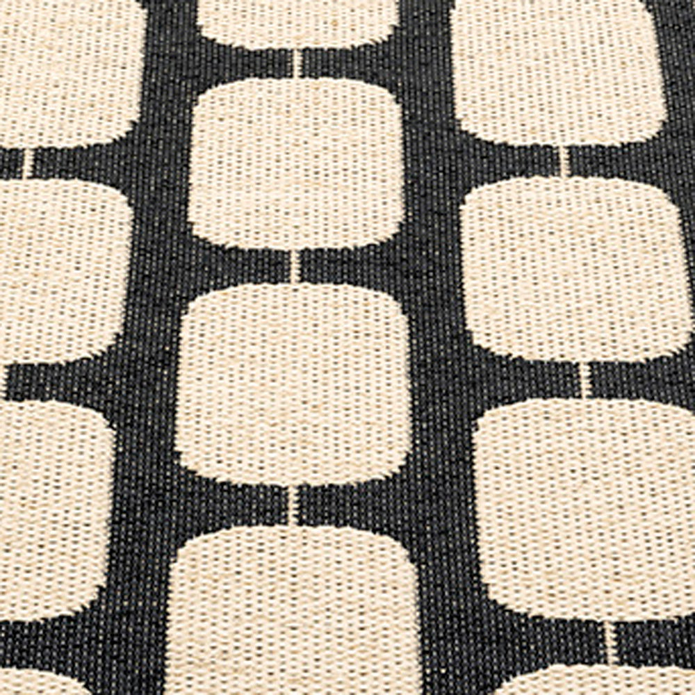 Sten Black & Cream Runner Rug by Pappelina, showing closeup view of sten black & cream runner rug.