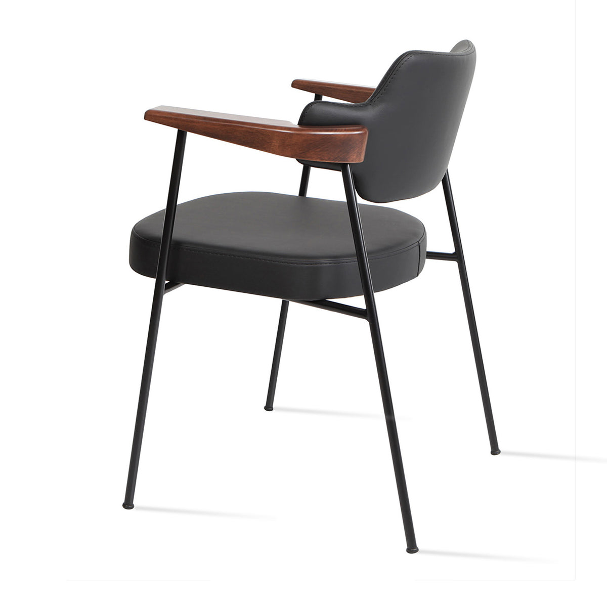 Palu Arm Dining Chair by SohoConcept, showing side view of palu arm dining chair.