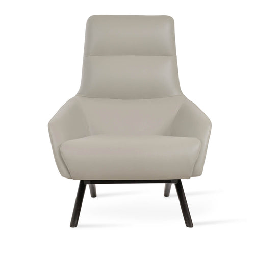 Barcelona Wood Base Armchair by SohoConcept, showing front view of barcelona wood base armchair.