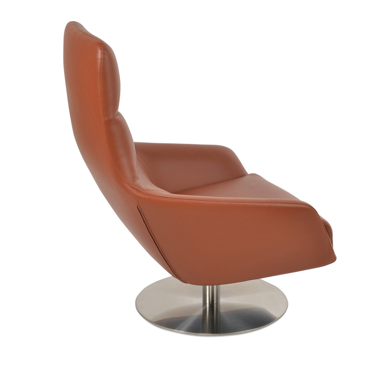 Barcelona Swivel Round Armchair by SohoConcept, showing side view of barcelona swivel round armchair.