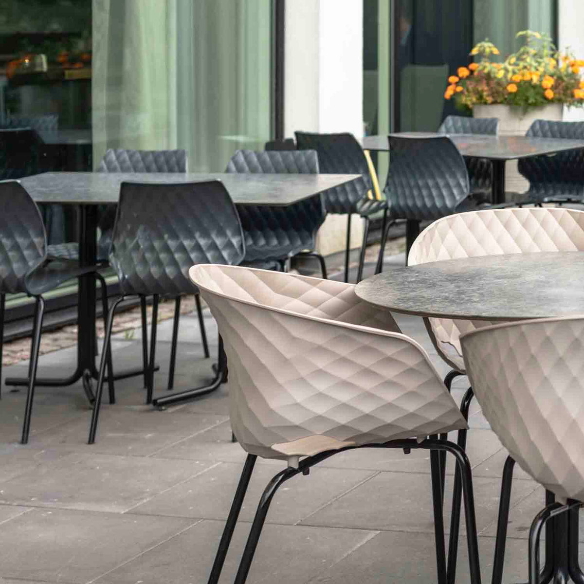 Uni Side Chair by SohoConcept, showing uni side chair in live shot.