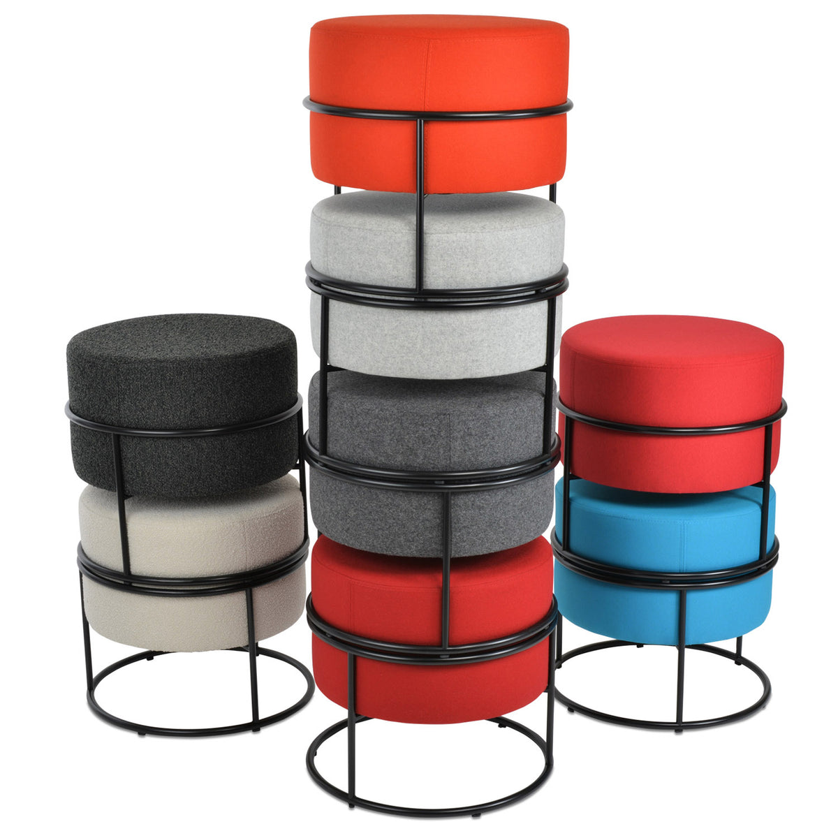 Colombo Stackable Ottoman by SohoConcept, showing group view of colombo stackable ottoman.