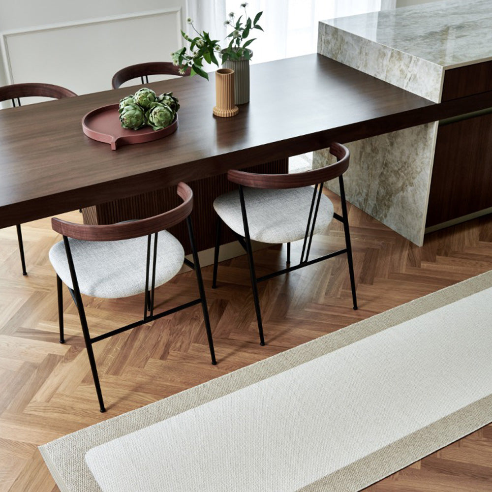 Ilda Beige & Vanilla Runner Rug by Pappelina, showing ilda beige & vanilla runner rug in live shot.