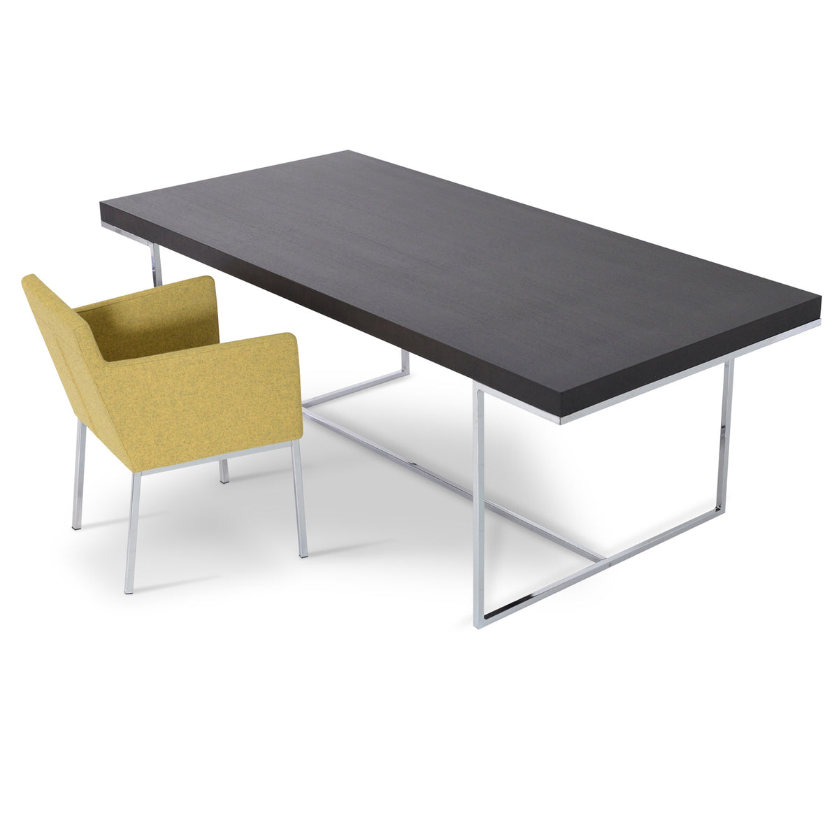 Madrid Dining Table by SohoConcept, showing madrid dining table with chair.