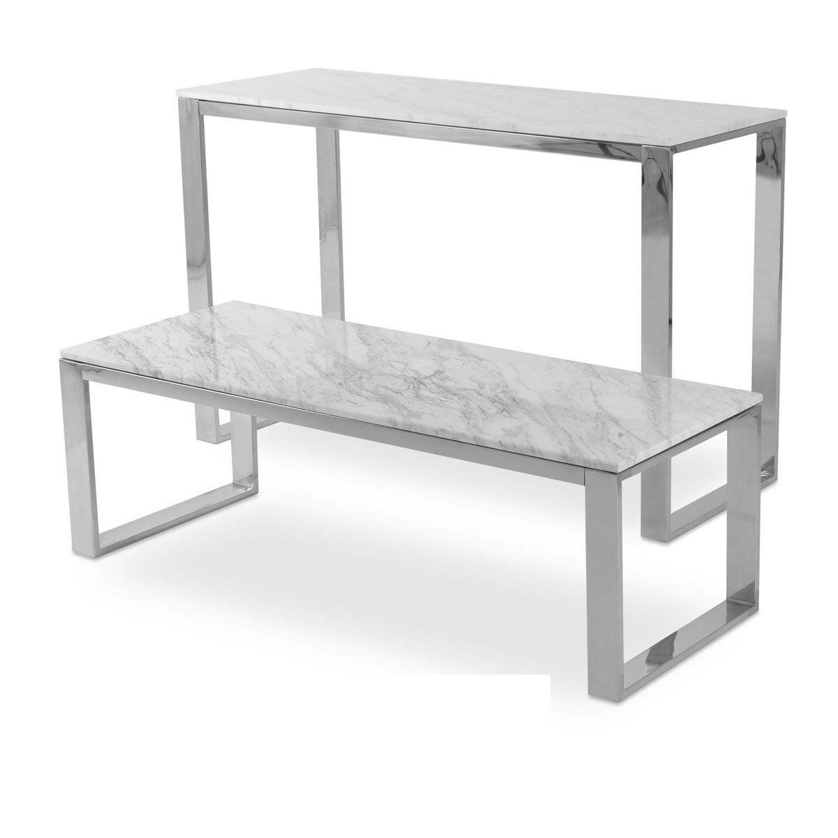 Calvin Console Sofa Table by SohoConcept, showing left angle view of calvin console sofa table with coffee table.