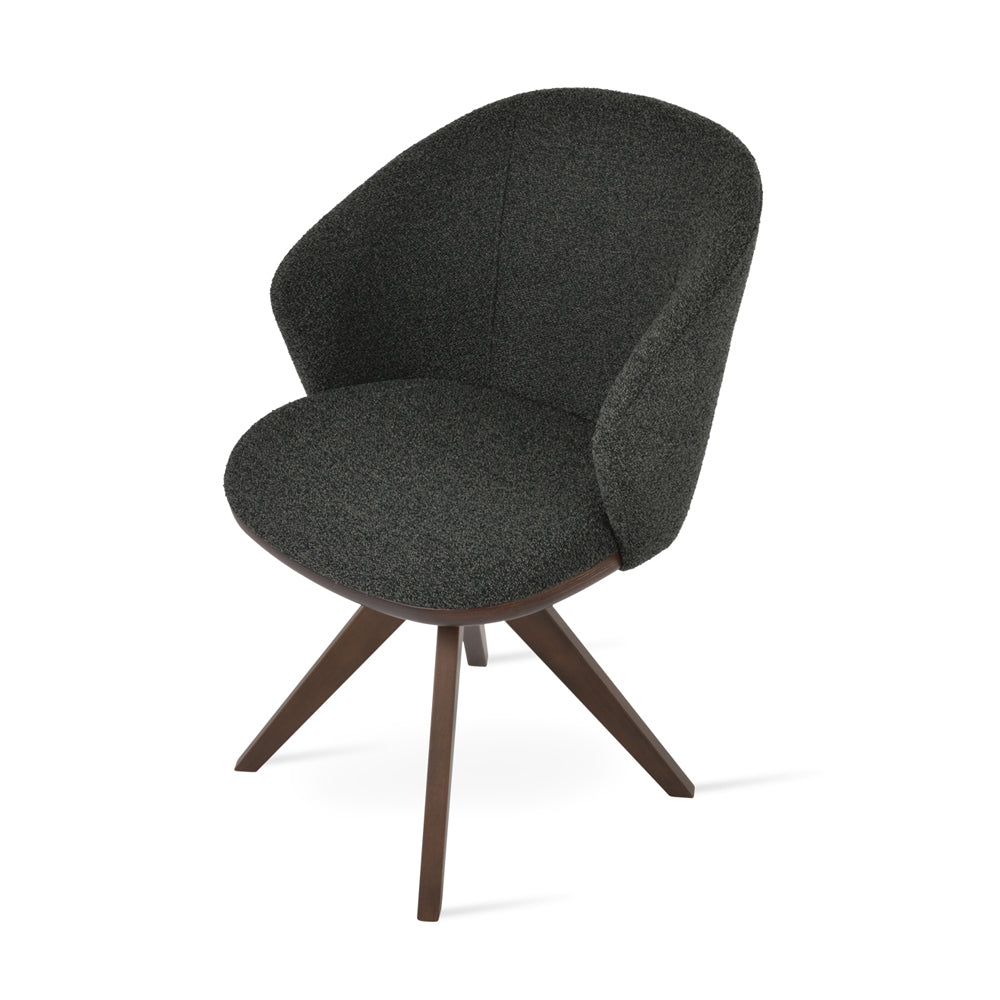 Athena Pyramid Swivel Arm Chair by SohoConcept, showing left angle view of athena pyramid swivel arm chair.