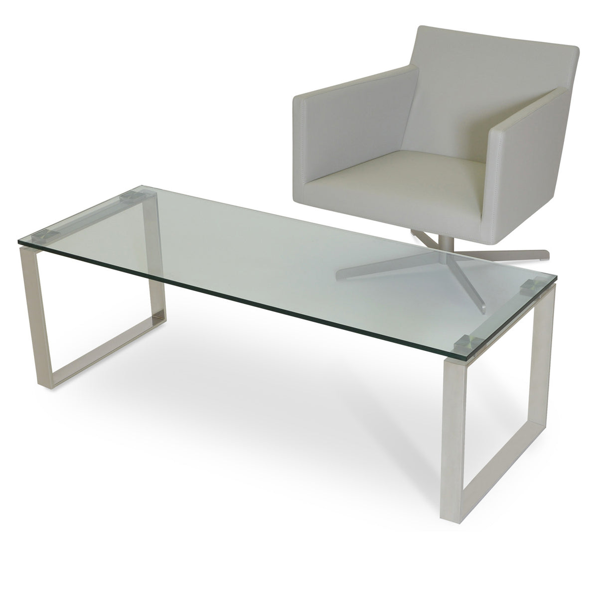 Calvin Condo Coffee Table by SohoConcept, showing calvin condo coffee table with accent chair.