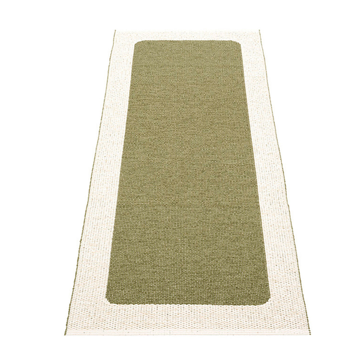 Ilda Pine & Vanilla Runner Rug by Pappelina, showing back view of ilda pine & vanilla runner rug.