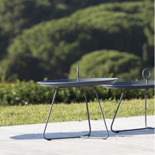 Eyelet Tray Table by Houe, showing eyelet tray table chair in live shot.