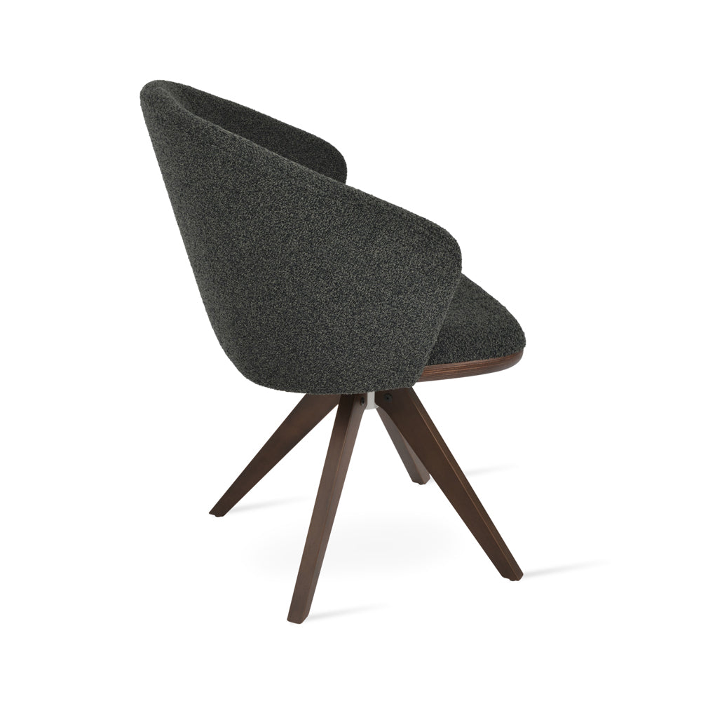 Athena Pyramid Swivel Arm Chair by SohoConcept, showing side view of athena pyramid swivel arm chair.