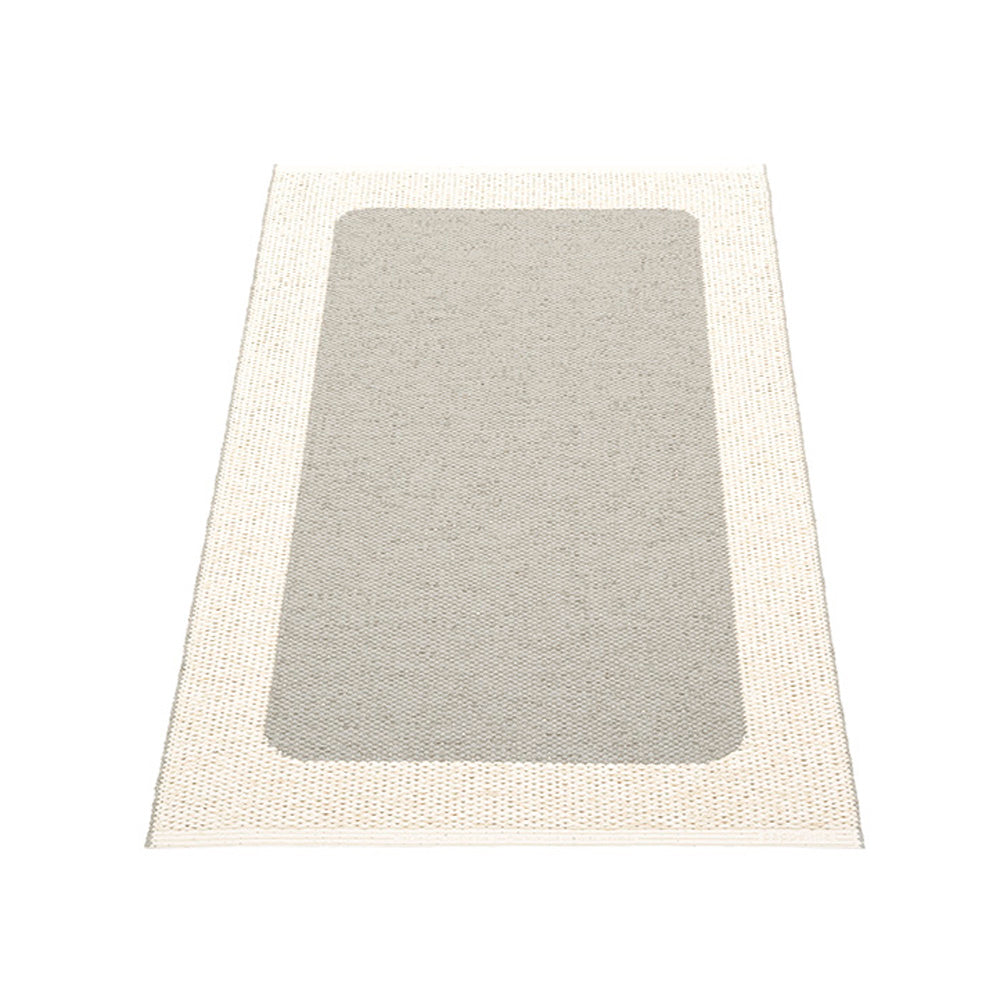 Ilda Warm Grey & Vanilla Runner Rug by Pappelina, showing back view of ilda warm grey & vanilla runner rug.