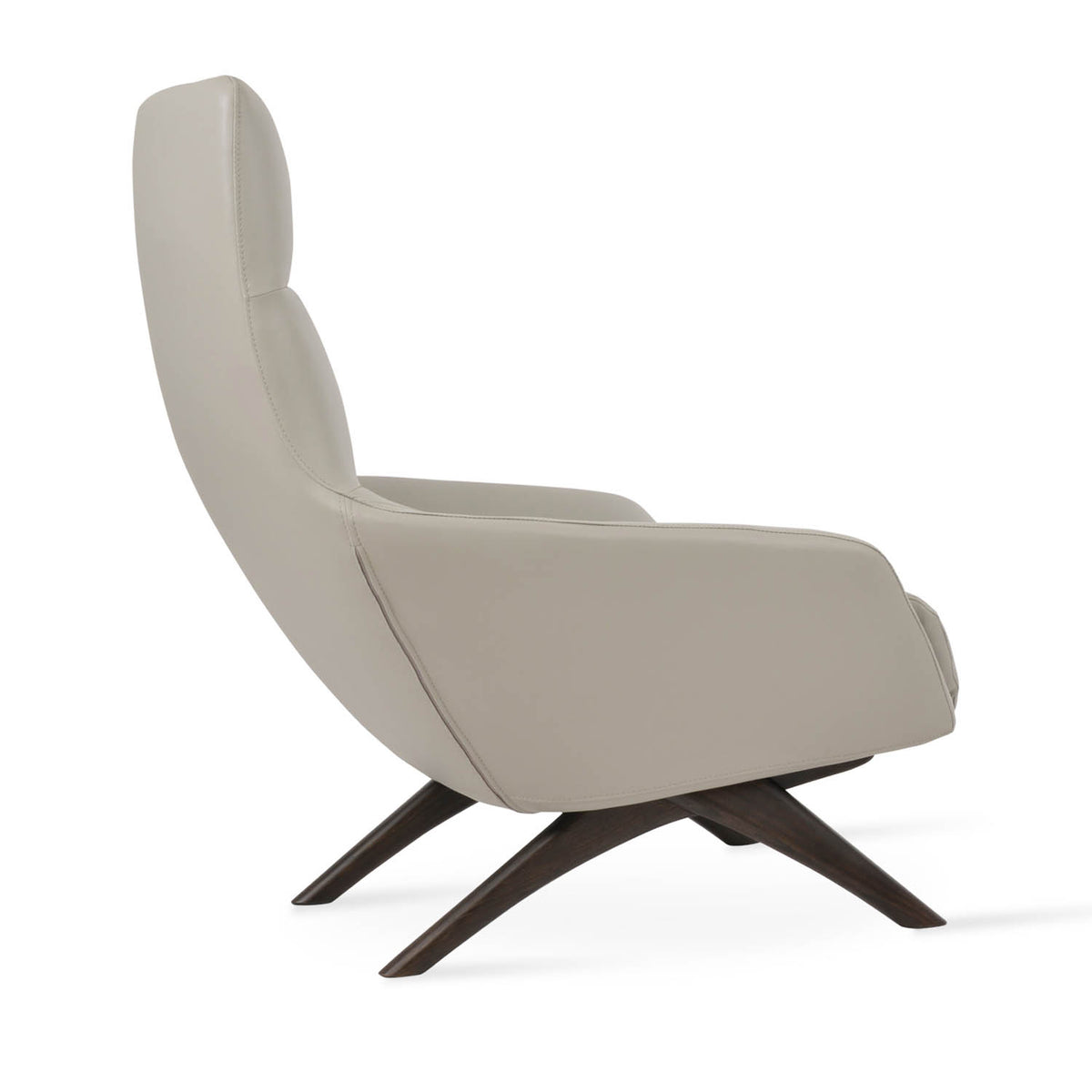 Barcelona Wood Base Armchair by SohoConcept, showing side view of barcelona wood base armchair.
