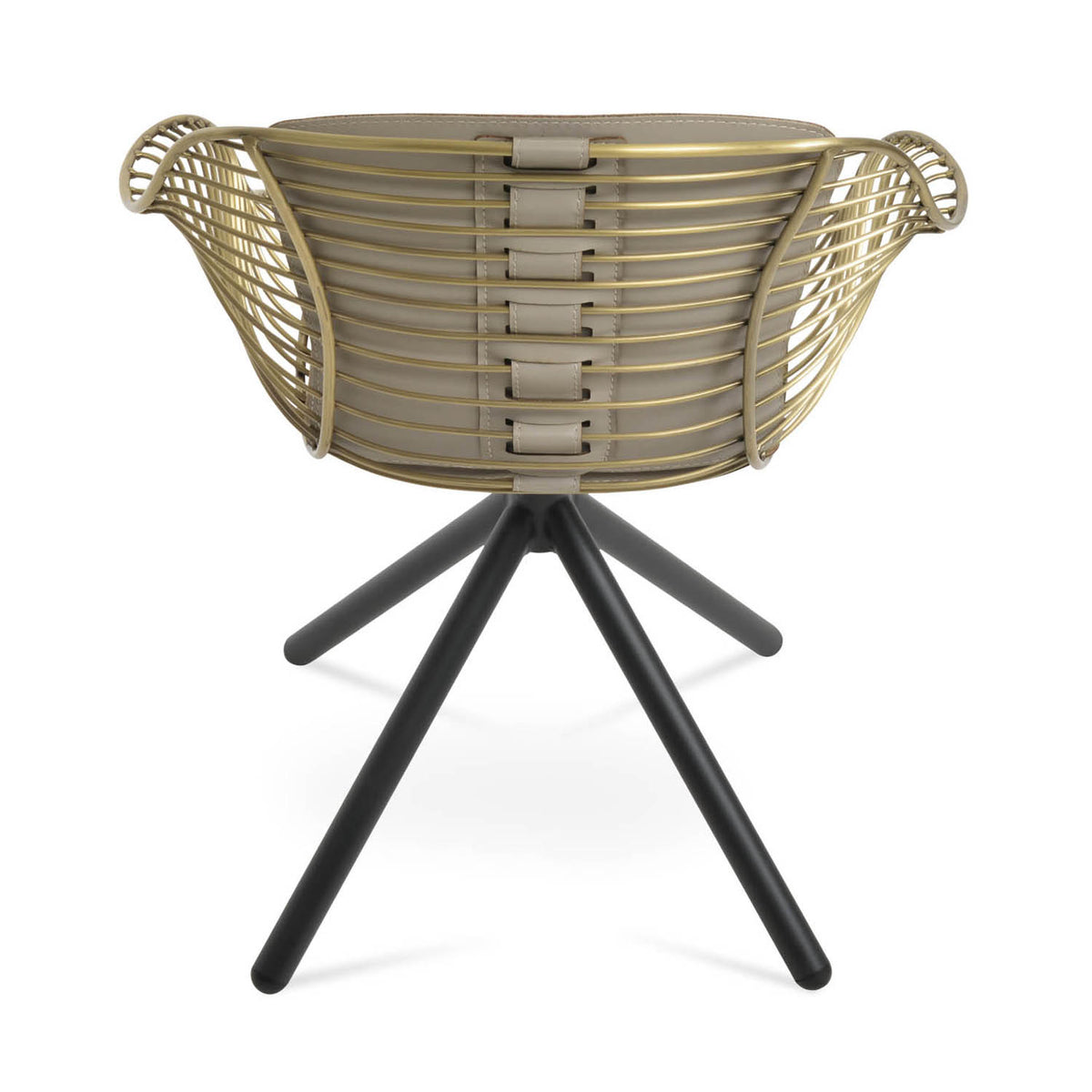 Zebra Stick Swivel Armchair by SohoConcept, showing back view of zebra stick swivel armchair