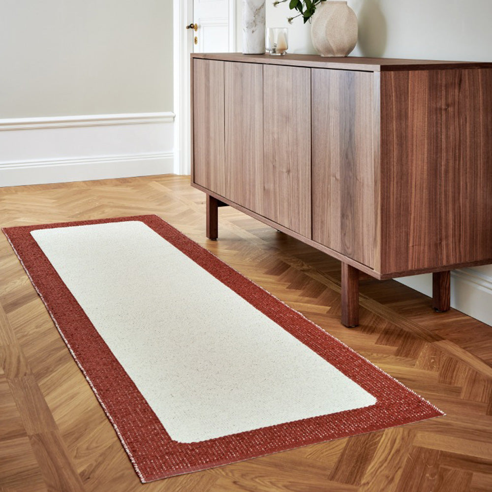 Ilda Brick & Vanilla Runner Rug by Pappalina, showing ilda brick & vanilla runner rug in live shot.