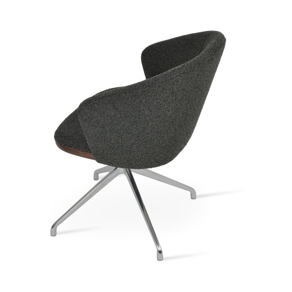 Athena Spider Swivel Armchair by SohoConcept, showing side view of athena spider swivel armchair.