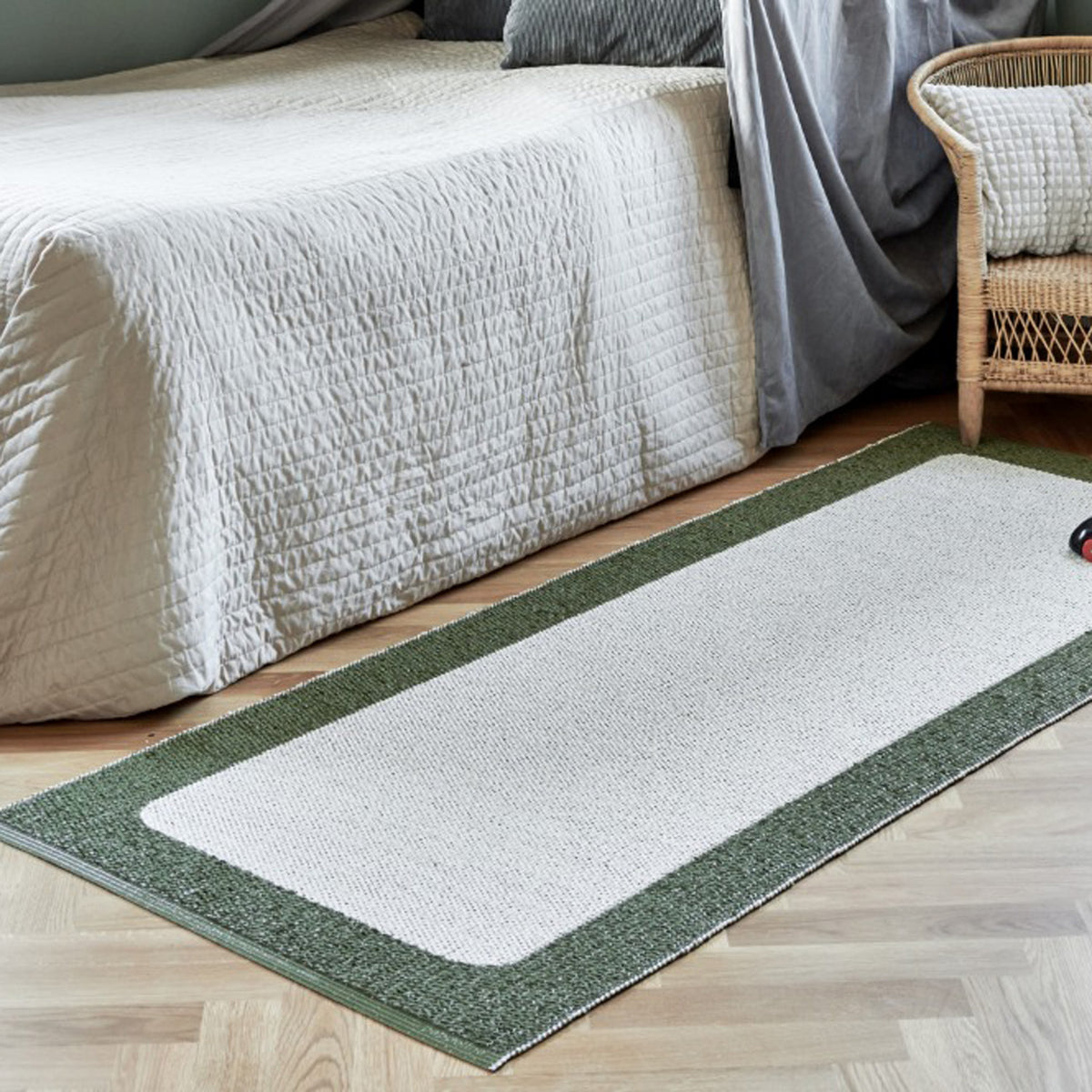 Ilda Pine & Vanilla Runner Rug by Pappelina, showing ilda pine & vanilla runner rug in live shot.