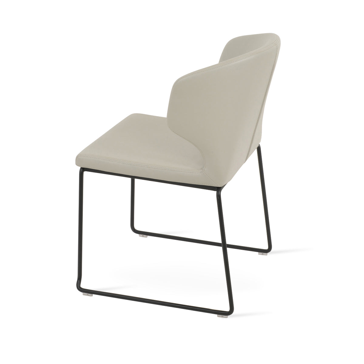 Amed Wire Stackable Chair by SohoConcept, showing side view of amed wire stackable chair.