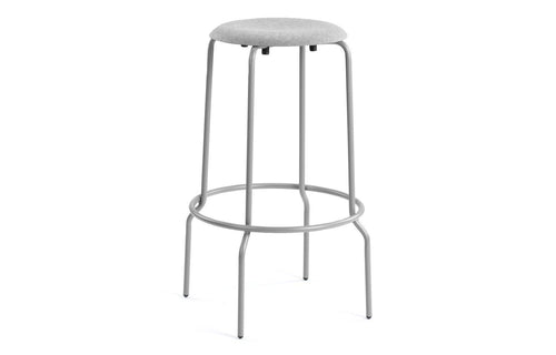 Stacker Bar Stool by m.a.d. - Grey Steel base with Grey Fabric Seat.