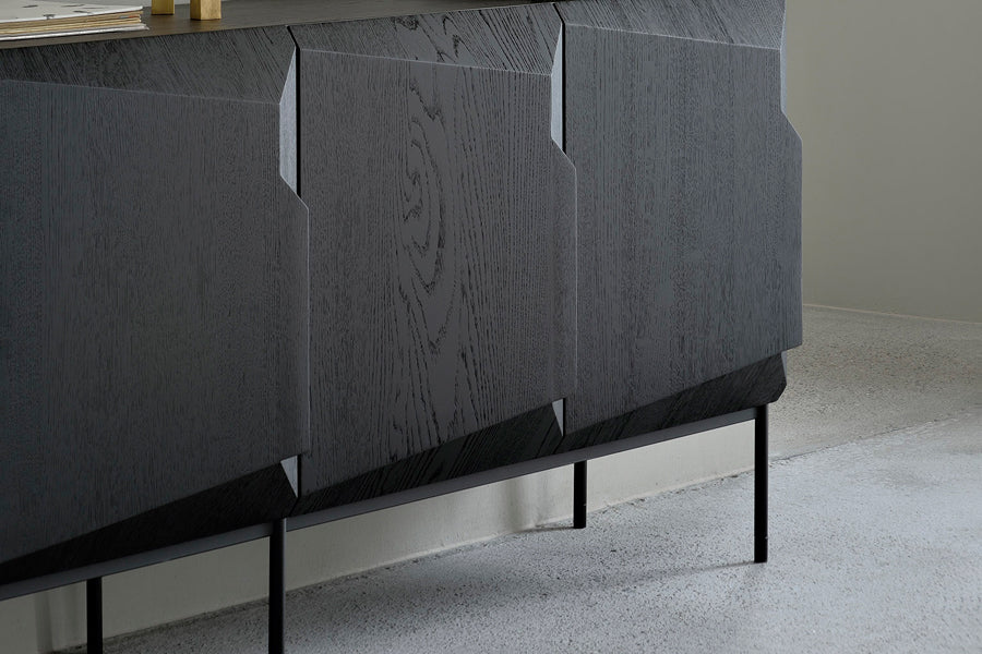 Stairs Sideboard by Ethnicraft, showing closeup view of stairs sideboard in live shot.