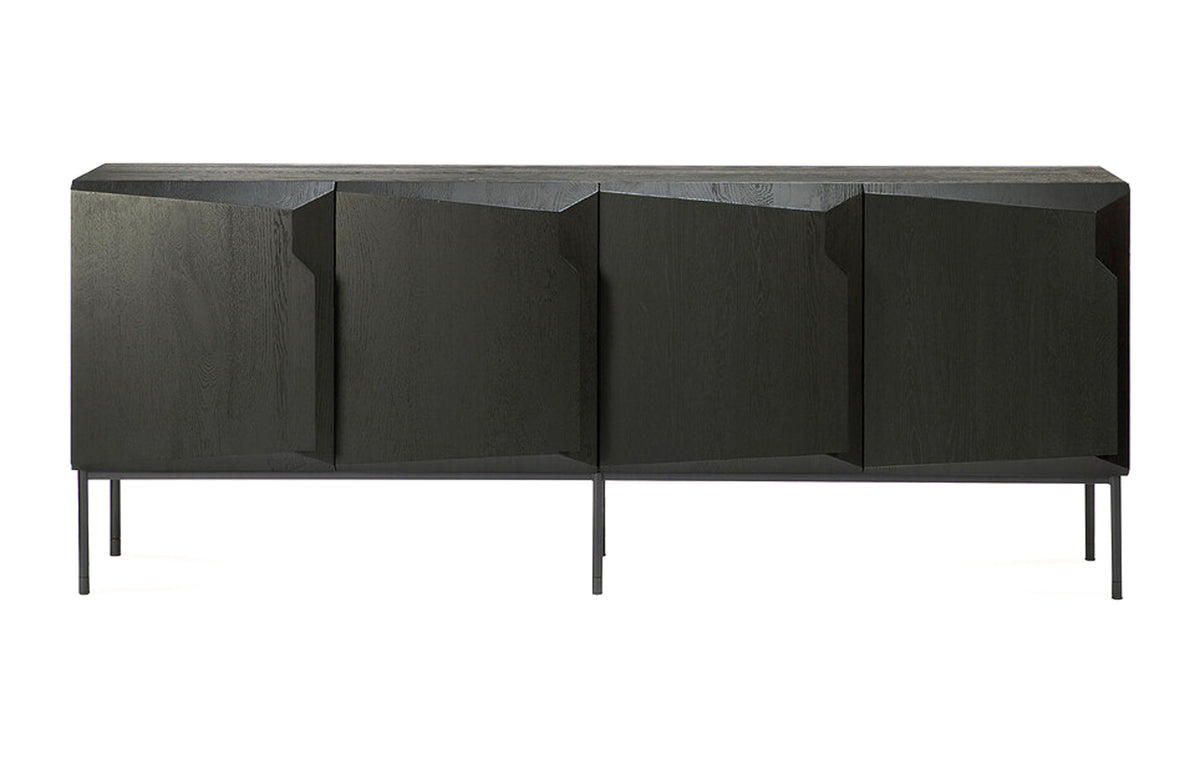 Stairs Sideboard by Ethnicraft - 79" 4 Doors, Black Oak Wood.