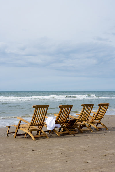 Steamer Deck Chair by Skagerak, showing steamer deck chairs in live shot.
