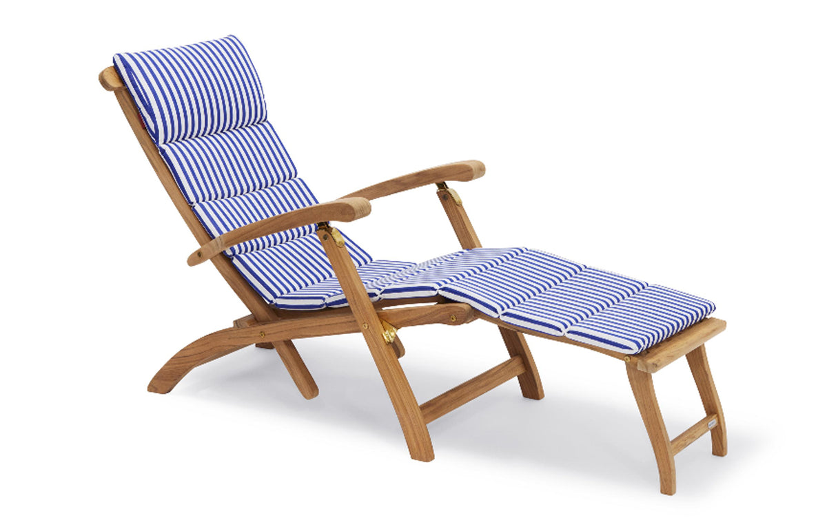 Steamer Deck Chair by Skagerak - Sea Blue Stripe Textile Cushion.