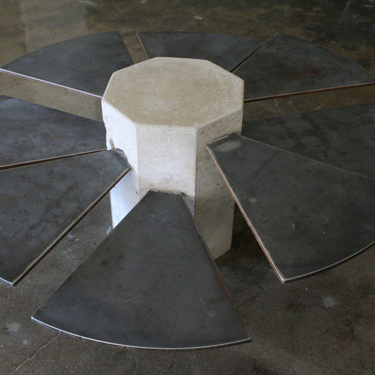 James De Wulf Steel Fan Coffee Table by De Wulf, showing steel fan coffee table in live shot.