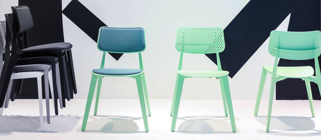 Stellar Upholstered Chair by Toou, showing stellar upholstered chairs in live shot.