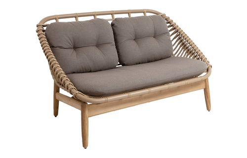 Strington Outdoor Teak 2-Seater Sofa by Cane-Line - Natural Weave/Taupe AirTouch Cushion Set.