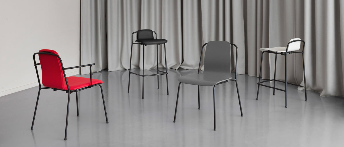 Studio Barstool by Normann Copenhagen, showing studio barstools in live shot.