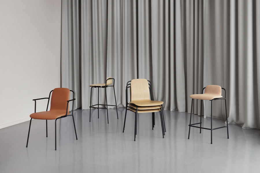 Studio Barstool by Normann Copenhagen, showing studio barstools in live shot.