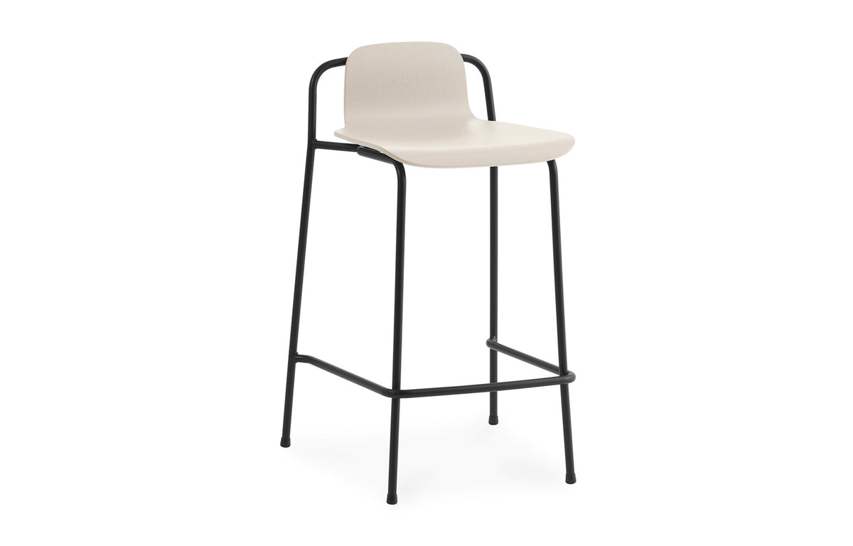 Studio Barstool by Normann Copenhagen - 32" High, Light Grey Painted Lacquered Ash Veneer Wood Shell.