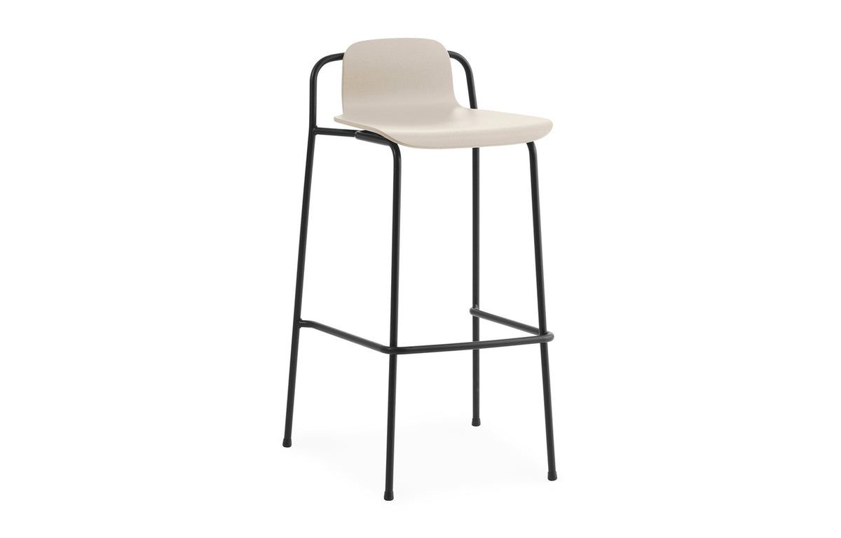 Studio Barstool by Normann Copenhagen - 35" High, Light Grey Painted Lacquered Ash Veneer Wood Shell.