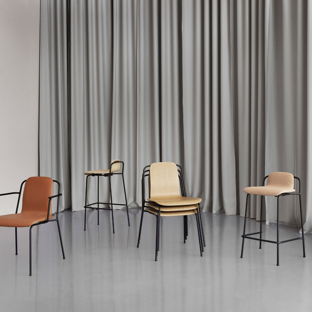 Studio Chair by Normann Copenhagen, showing studio chairs in live shot.