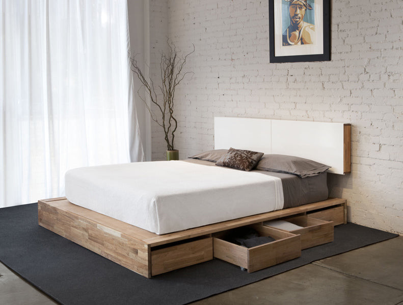 LAX Storage Platform Bed by MASHstudios, showing side view of the bed.