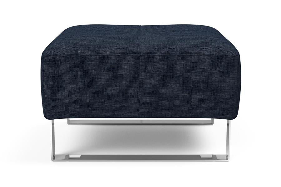 Supremax/Cassius D.E.L. Ottoman by Innovation, showing front view of supremax/cassius d.e.l. ottoman in 528 mixed dance blue.