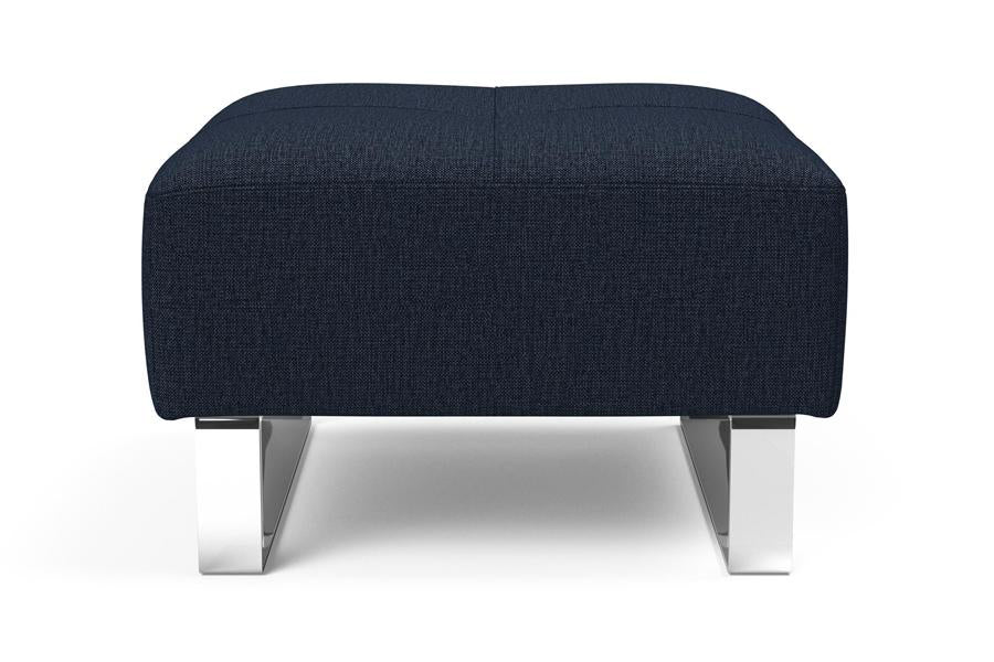 Supremax/Cassius D.E.L. Ottoman by Innovation, showing front view of supremax/cassius d.e.l. ottoman in 528 mixed dance blue.