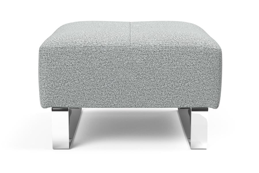 Supremax/Cassius D.E.L. Ottoman by Innovation, showing front view of supremax/cassius d.e.l. ottoman in 538 melange light grey.